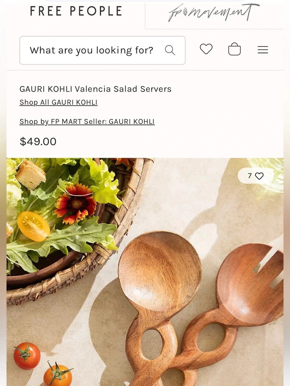 NEW Free People Gauri Kohli Valencia Wood Salad Servers